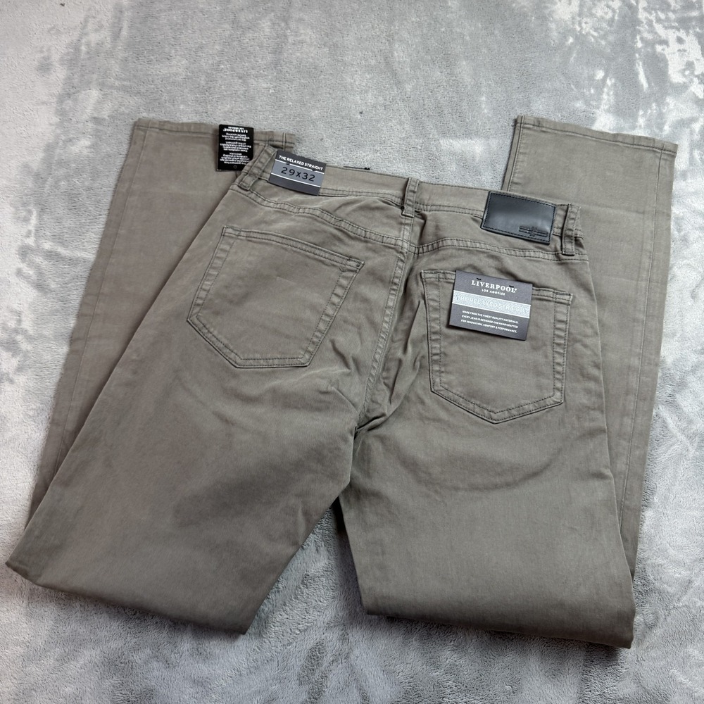 Liverpool Jeans Pants‎ Mens 29x32 Gray Relaxed Straight Deep Earth Denim NEW